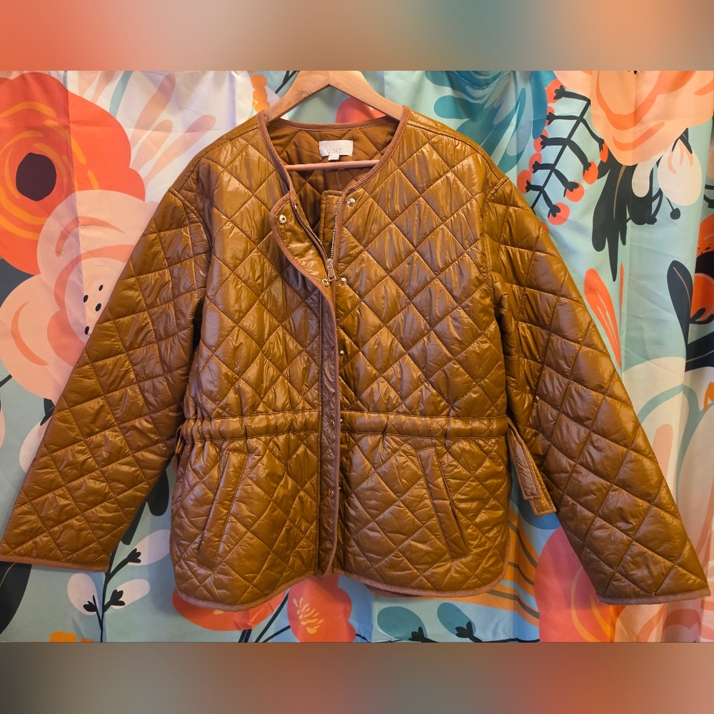 LOFT Quilted Puffer Jacket in Brown